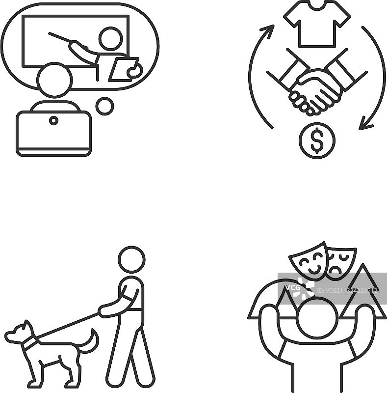 招聘机会线性图标集图片素材