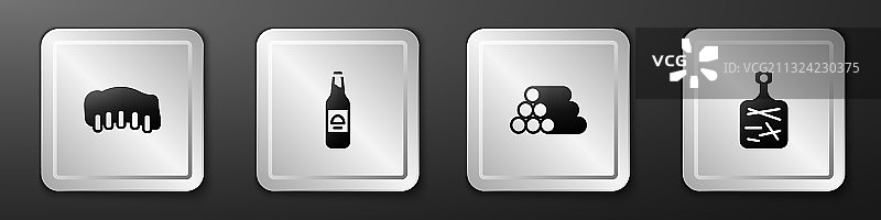 烤猪肉烧烤排骨啤酒瓶木制素材图片素材