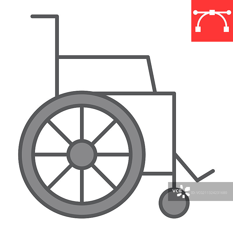 轮椅彩色线条图标，代表残疾和关爱图片素材