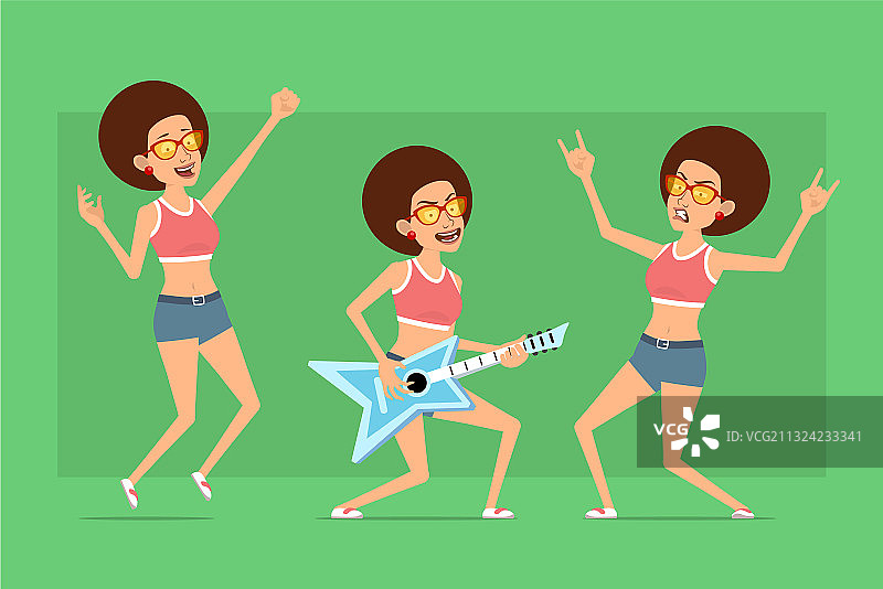 卡通扁平趣味运动女孩角色合集图片素材