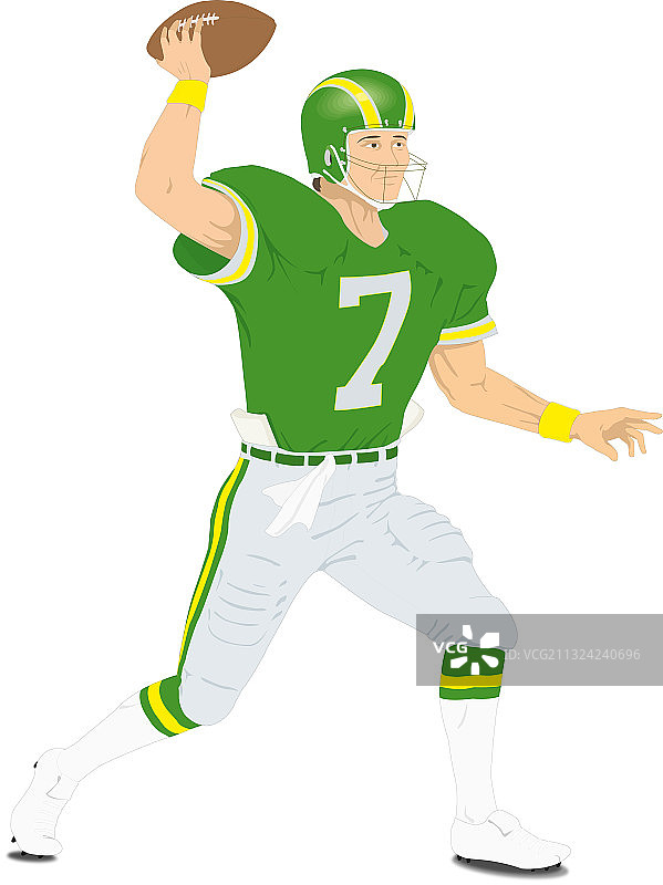 白色背景上的橄榄球运动员图片素材