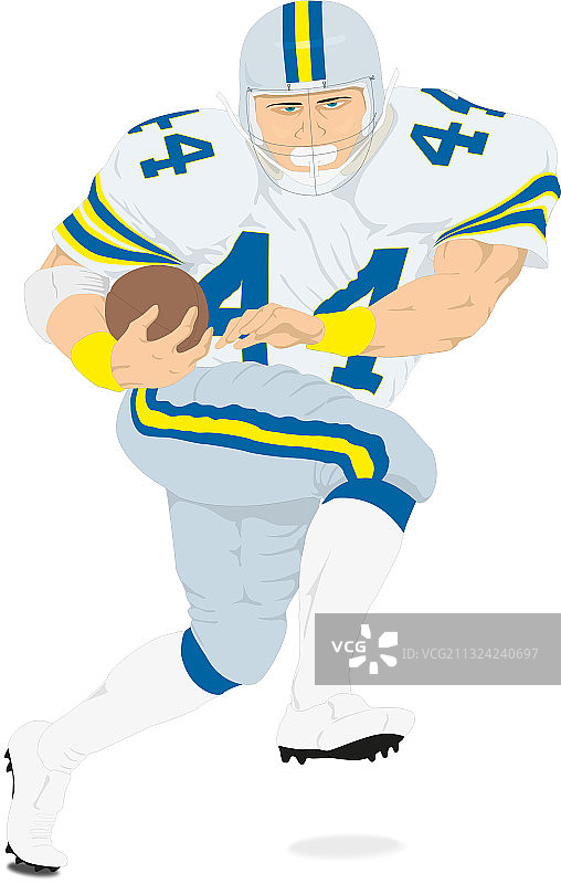 白色背景上的橄榄球运动员图片素材