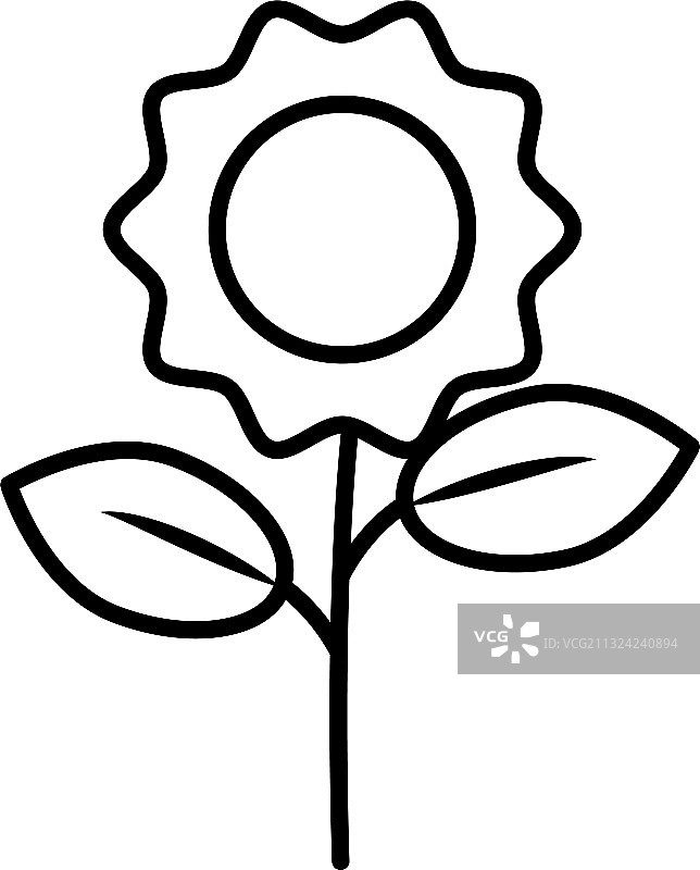 向日葵生长植物线条风格图标图片素材