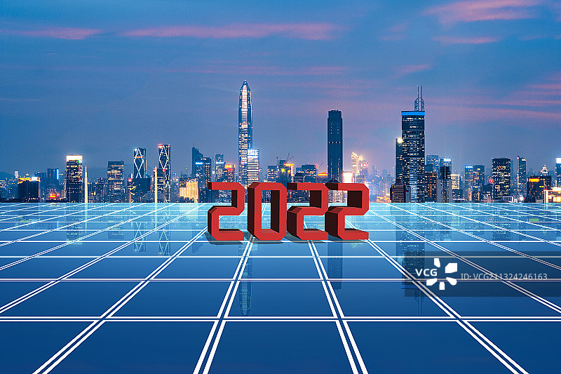 深圳城市天际线和2022新年概念图片素材
