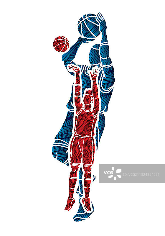 一组篮球运动员的卡通图形图片素材