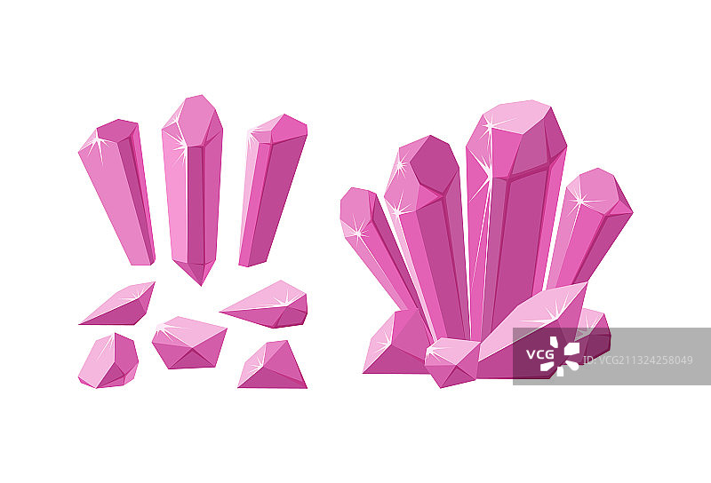 不同形状的晶体和宝石套装图片素材