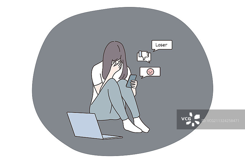 抑郁、欺凌、坏消息社交媒体图片素材