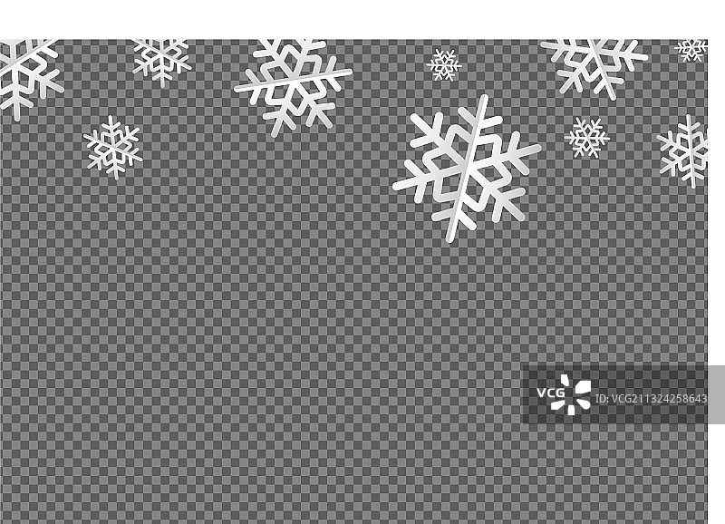 白色扁平雪花从圣诞节顶部飘落图片素材