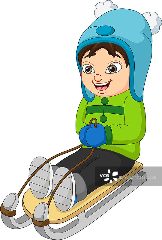 可爱的小孩子滑下山坡图片素材