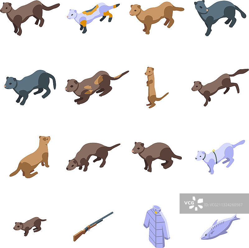 貂皮图标2.5D风格图片素材