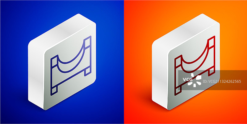 2.5D线条滑板公园图标（蓝色背景）图片素材