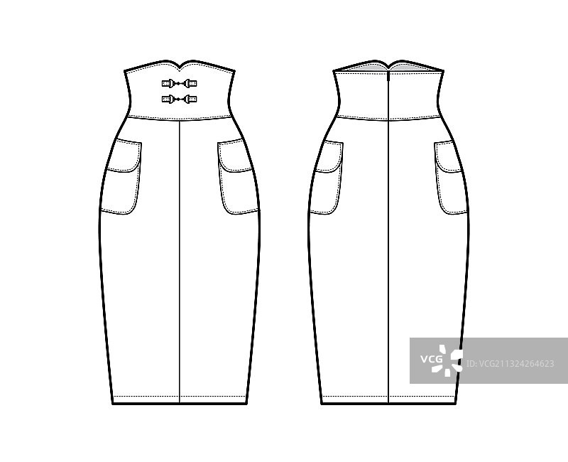 高腰包臀裙技术时装图片素材