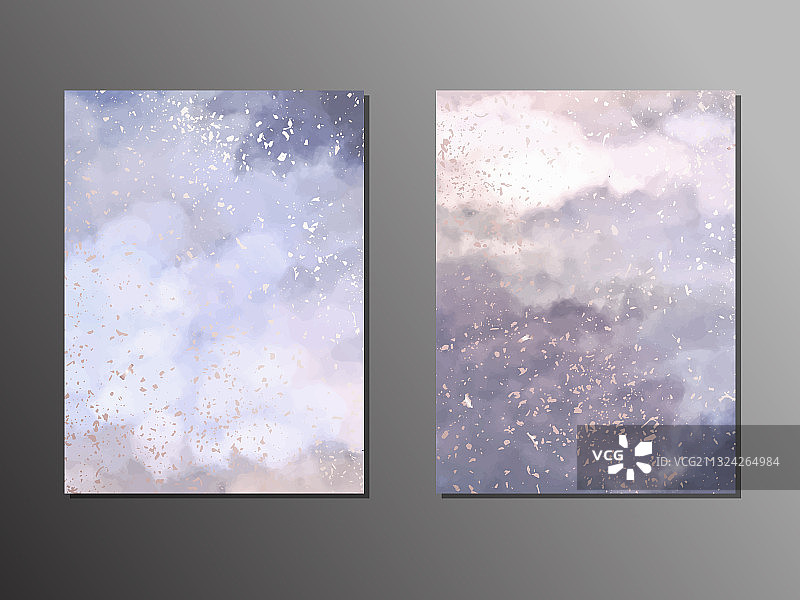 水彩画：柔和的蓝色和紫色图片素材