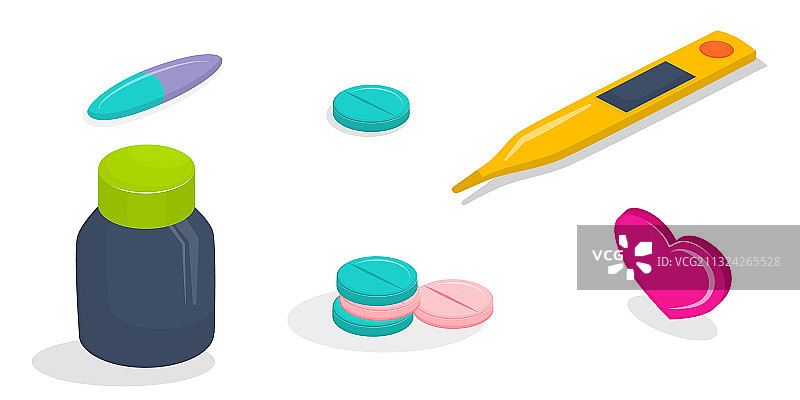 一组2.5D医疗图标图片素材