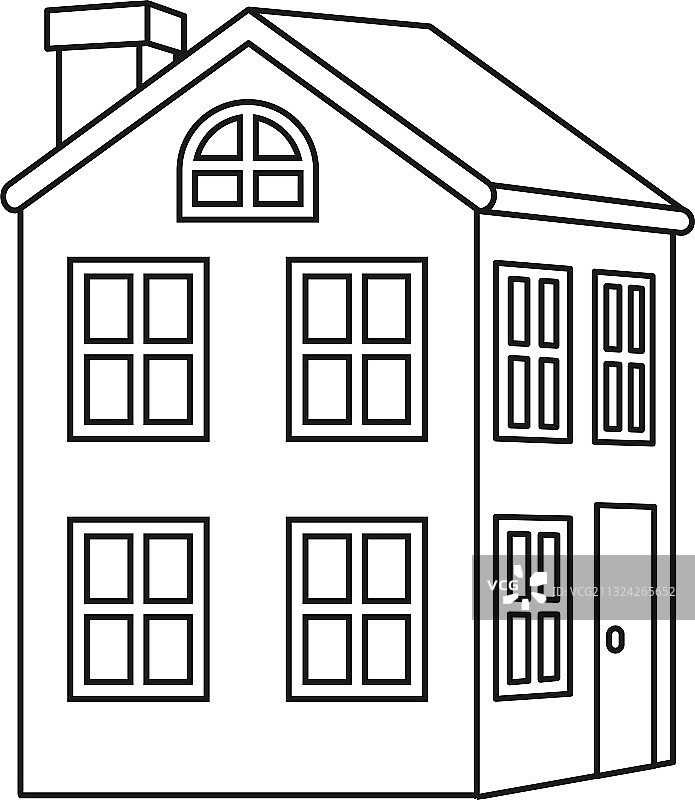 黑白双层小楼线条艺术图片素材