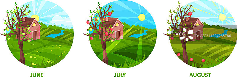 具有自然景观的夏季月份图片素材