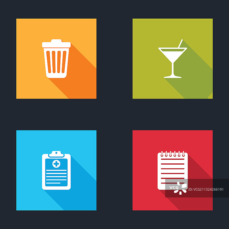 垃圾桶、马提尼杯、病历照片图片素材