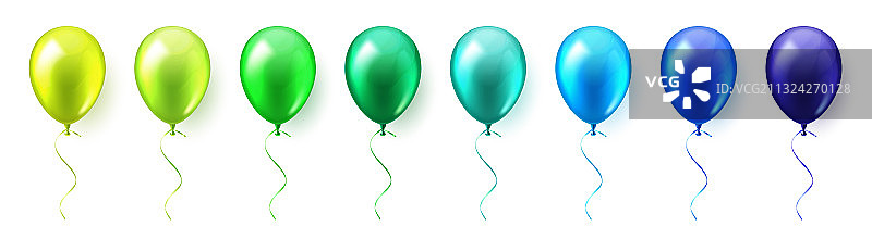 逼真的彩色光面飞行气球合集图片素材
