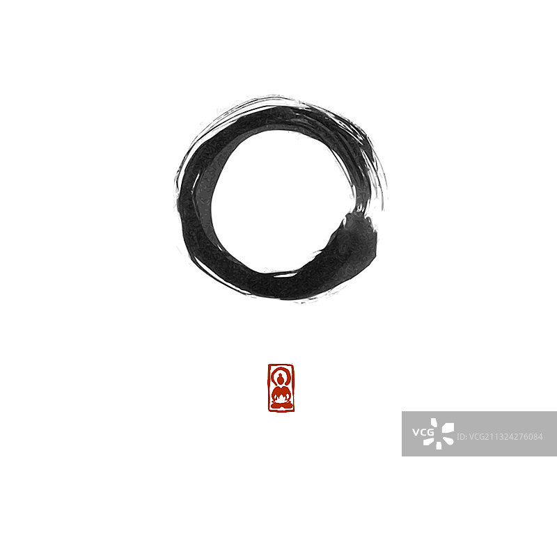 白色背景上的黑色圆相禅宗图片素材