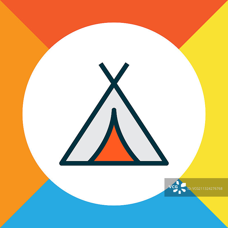 彩色线条帐篷图标，优质设计图片素材