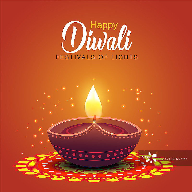 排灯节快乐rangoli装饰图片素材