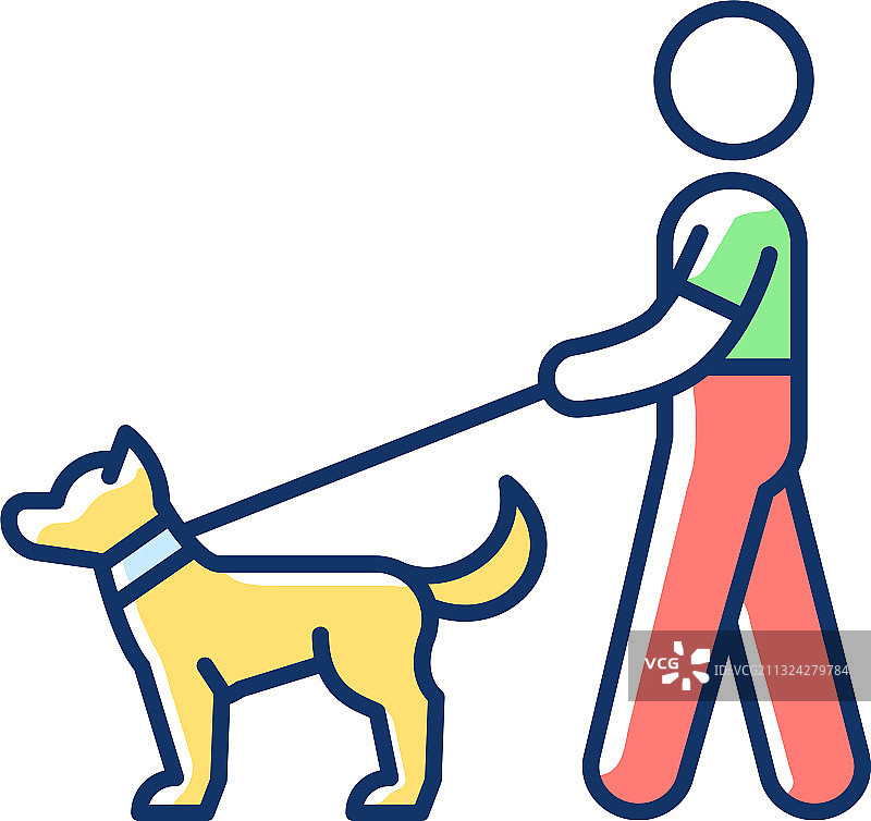 遛狗人RGB颜色图标图片素材