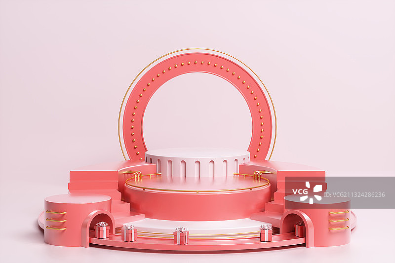 3D渲染的几何图形场景图图片素材