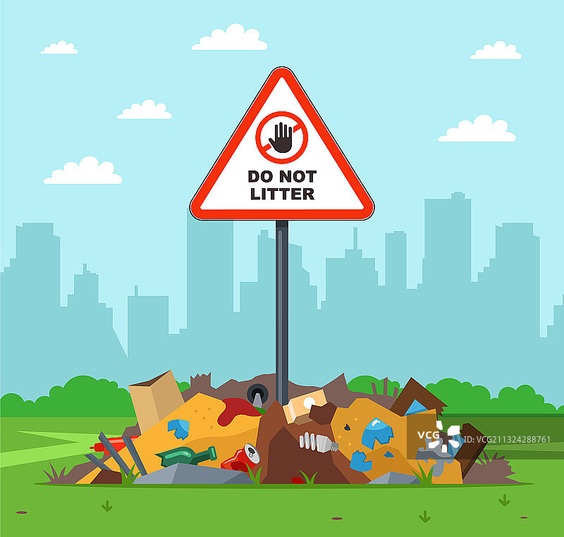 请勿乱扔垃圾警示牌图片素材