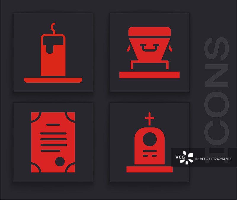 墓地，墓碑，燃烧的蜡烛和棺材图片素材