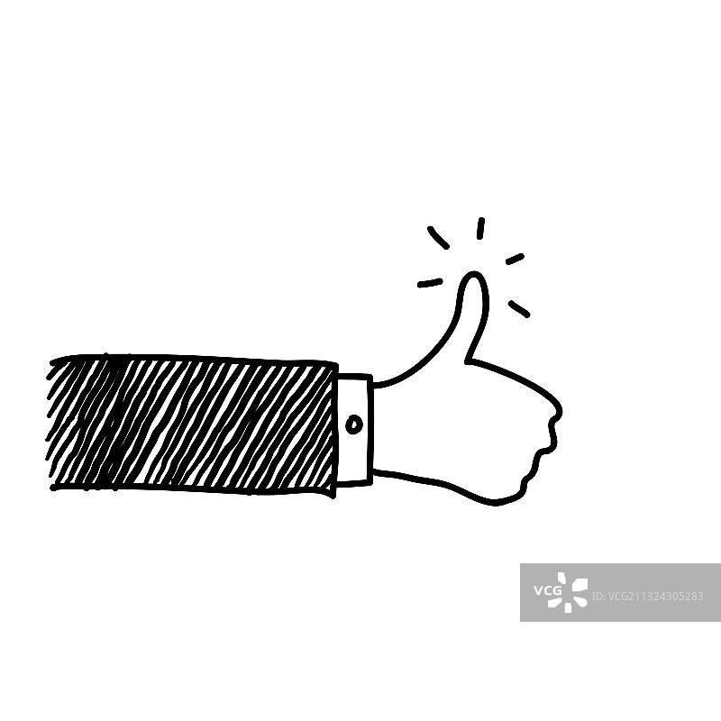 手绘涂鸦风格点赞图标图片素材