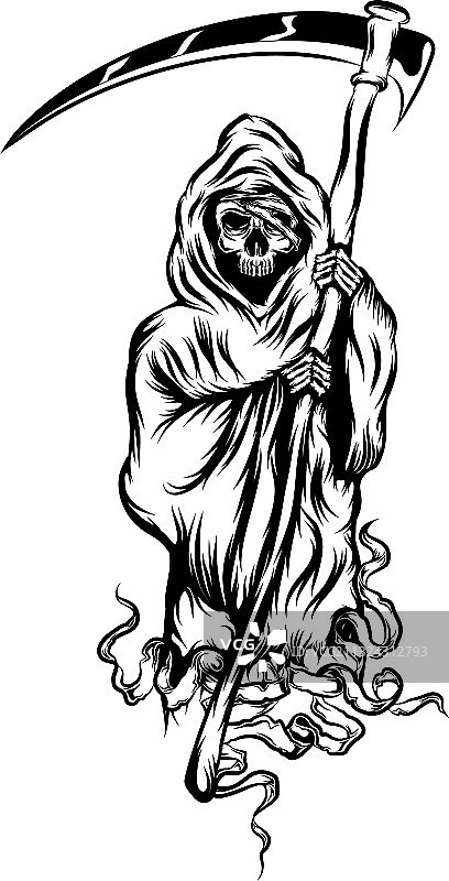 站立并拿着镰刀的死神图片素材