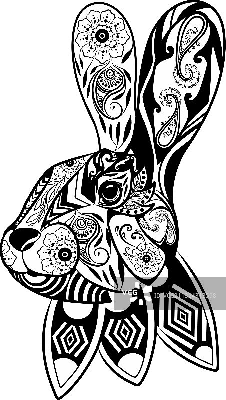 艺术兔子禅绕画图片素材