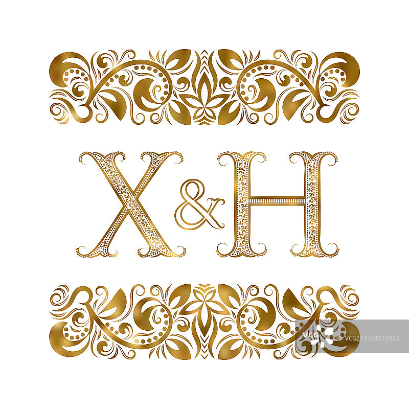 X和H字母复古标志图片素材