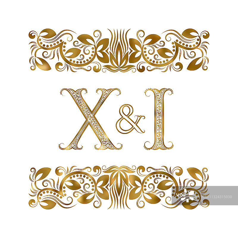 X和I复古首字母标志图片素材