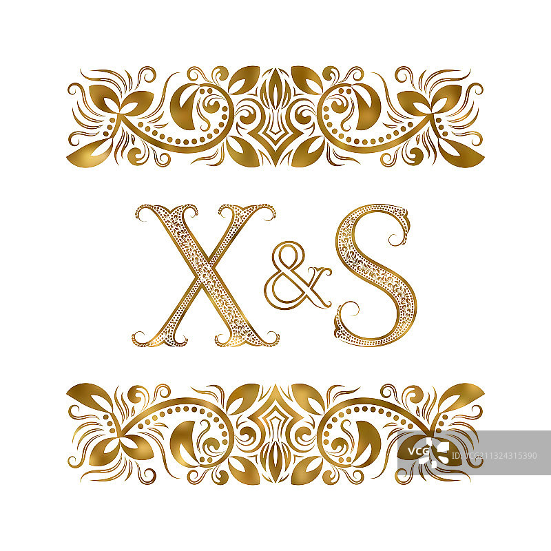 X和S首字母复古标志图片素材