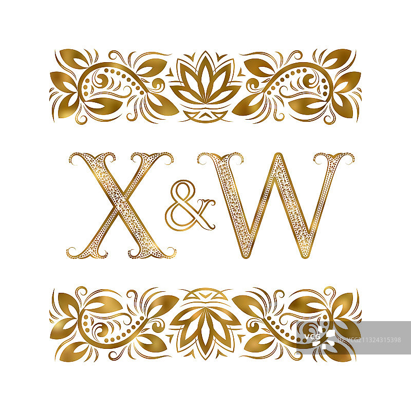 X和W复古首字母标志图片素材