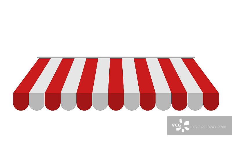 白色背景上的条纹红色遮阳篷图片素材