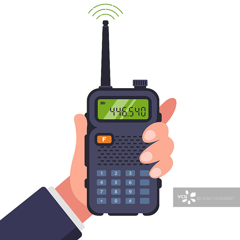 男子手持对讲机图片素材