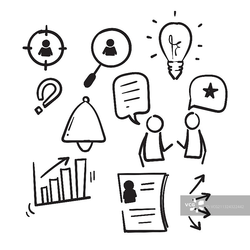 手绘涂鸦猎头相关元素图片素材