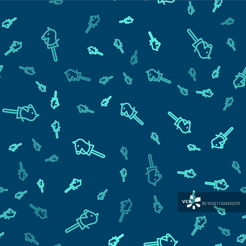 绿色线条玩具马图标，无缝隔离图片素材