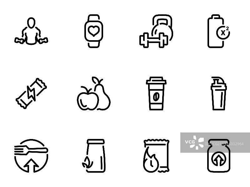 运动营养主题图标集图片素材