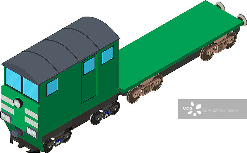 铁路平板车等距风格图标图片素材