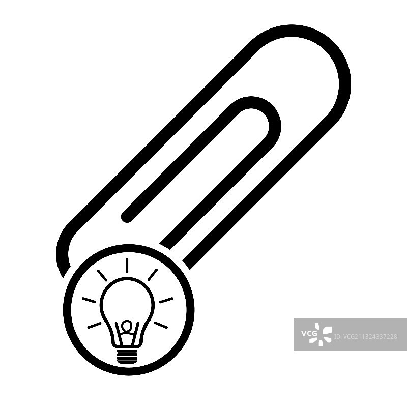 带有灯泡的黑色回形针图片素材