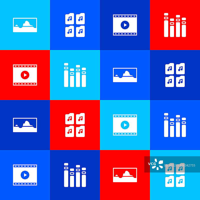 音乐波形均衡器、文件和在线文档图片素材