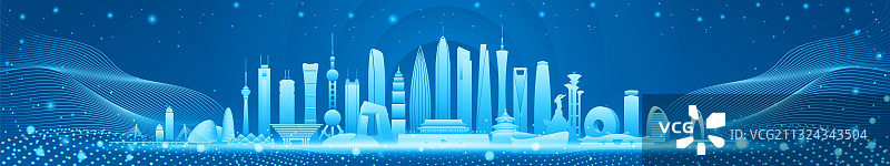 中国抽象城市地标矢量背景图片素材