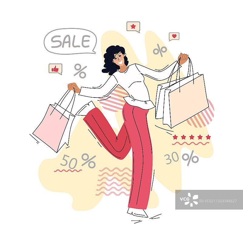购物促销的快乐女人图片素材