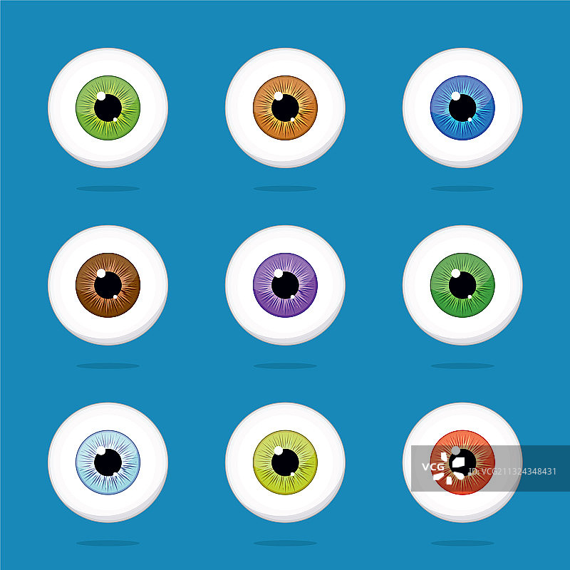 蓝色背景上的人眼集合图片素材