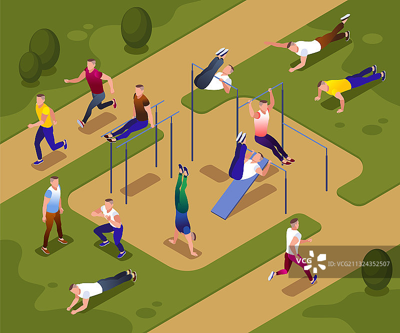 人们在运动场上进行街头锻炼图片素材
