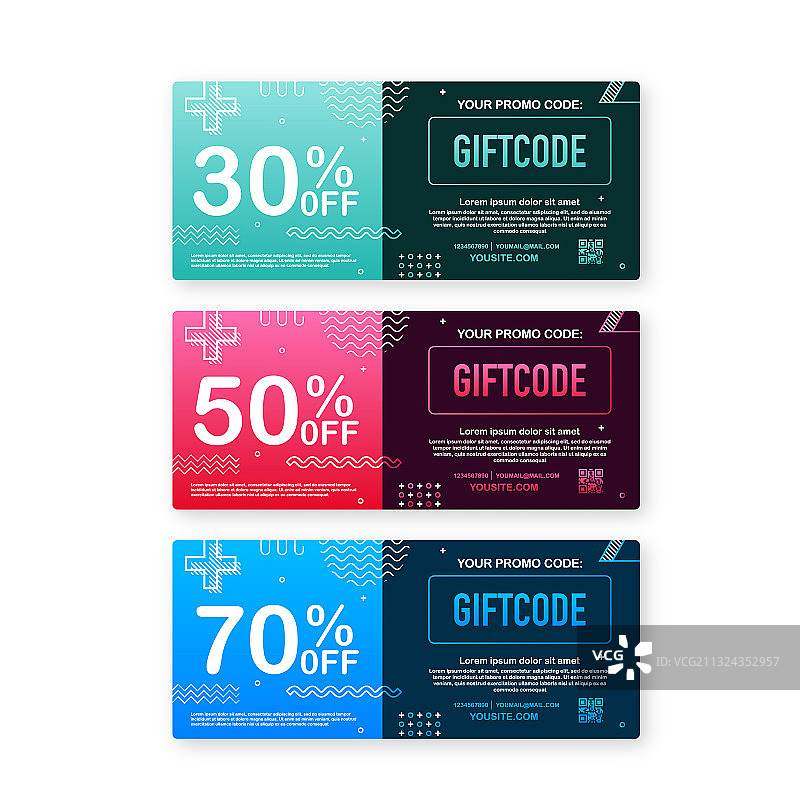 红蓝礼品卡优惠码模板图片素材