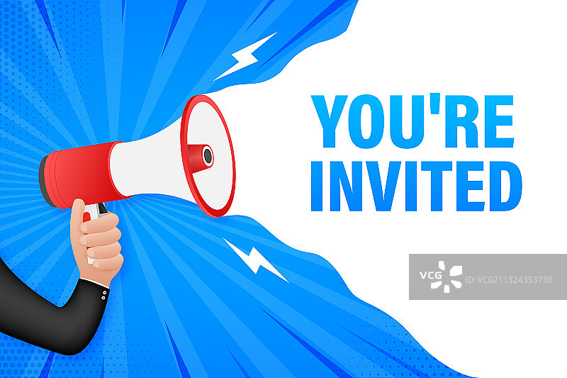 手持扩音器与“您已连接”文本的商业概念图片素材